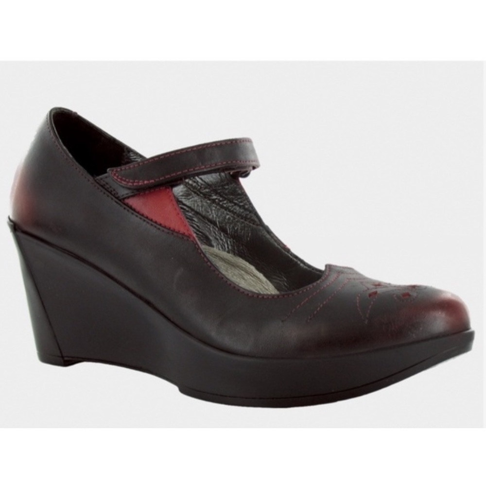 NAOT Alma Platform Mary Jane Wedge Heel in Volcanic Red Leather Size 40